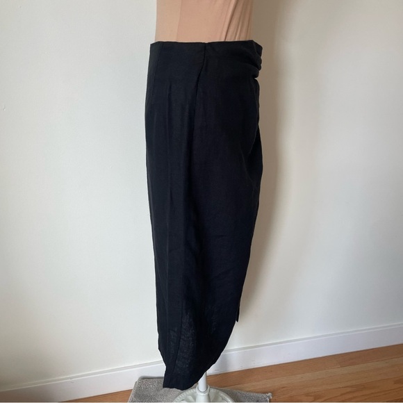 Casa | Raki Gaby Black Linen Knot Front Side Slit Midi Skirt EUC Size Medium - Picture 8 of 12